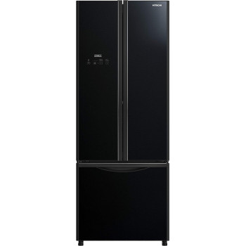 Hitachi 451L Gross Side by Side 3 Doors Premium Refrigerator, French Door, No Frost Fridge Freezer, Glass Black RWB600PUK9GBK