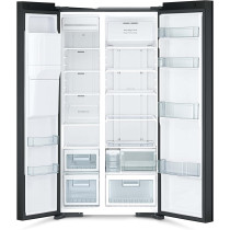 Hitachi 700L Gross Side By Side Refrigerator Rsx700Gpuk0Gbk, 10 Year Warranty On Inverter Compressor, Ice & Water Dispenser, Glass Black