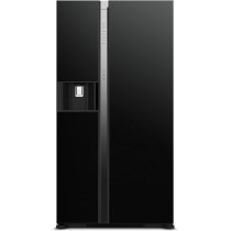 Hitachi 700L Gross Side By Side Refrigerator Rsx700Gpuk0Gbk, 10 Year Warranty On Inverter Compressor, Ice & Water Dispenser, Glass Black