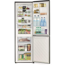 Hitachi 410L Gross Bottom Mount Double Door Refrigerator RBG410PUK6XGBK, 10 Year Warranty on Inverter Compressor, Glass Black