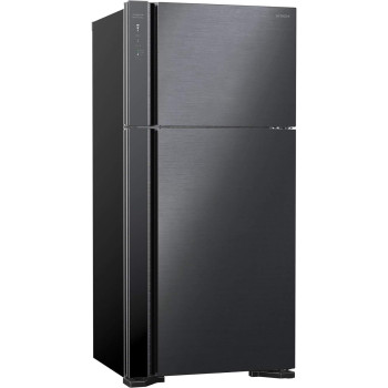 Hitachi 565L Gross Top Mount Double Door Refrigerator RV710PUK7KBBK, 2 Doors No Frost Fridge Freezer, Inverter Control, Black