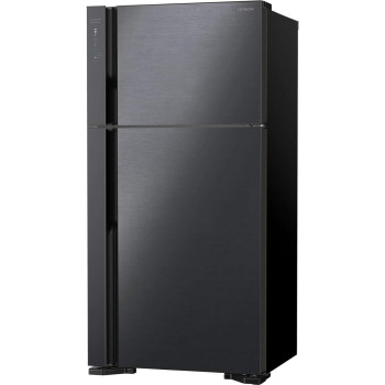 Hitachi 565L Gross Top Mount Double Door Refrigerator RV710PUK7KBBK, 2 Doors No Frost Fridge Freezer, Inverter Control, Black
