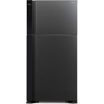 Hitachi 565L Gross Top Mount Double Door Refrigerator RV710PUK7KBBK, 2 Doors No Frost Fridge Freezer, Inverter Control, Black