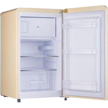 Hoover 123 Liters Single Door Retro Style Refrigerator, Compact Size Free Standing Fridge, HSD-K123-RW (Cream)