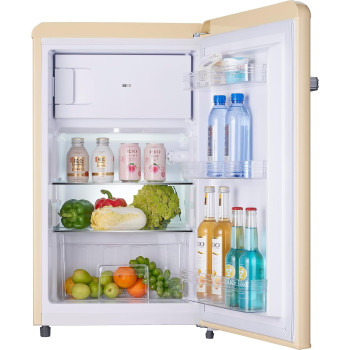 Hoover 123 Liters Single Door Retro Style Refrigerator, Compact Size Free Standing Fridge, HSD-K123-RW (Cream)