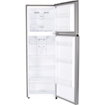 Hoover 300 Liters Double Door Refrigerator, 2 Glass Shelves, 3 Bottle Storage Racks, Reversible Door, Frost Free Fridge, Steel Finish, Led Lights, HTR-H300S (Silver)