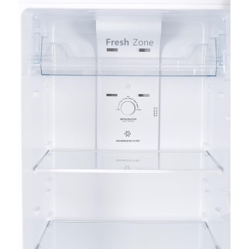 Hoover 300 Liters Double Door Refrigerator, 2 Glass Shelves, 3 Bottle Storage Racks, Reversible Door, Frost Free Fridge, Steel Finish, Led Lights, HTR-H300S (Silver)