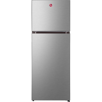 Hoover 300 Liters Double Door Refrigerator, 2 Glass Shelves, 3 Bottle Storage Racks, Reversible Door, Frost Free Fridge, Steel Finish, Led Lights, HTR-H300S (Silver)