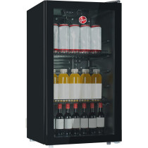 Hoover 117L Single Door Beverage Cooler, Freestanding Fridge with LED Light, 3 Wired Shelves, Single Temperature Zone 5-18 Degrees, Black, HBC-K117B