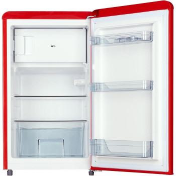 Hoover 123 Liters Single Door Retro Style Refrigerator, Compact Size Free Standing Fridge, HSD-K123R (Red)