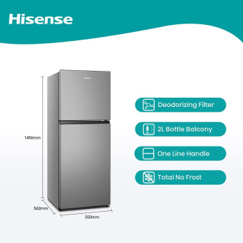 Hisense Refrigerator 264 Liter Top Mount Double Door Silver Model Rt264N4Dgn, Min 1 year manufacturer warranty