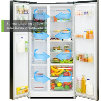 Panasonic 734 Liters Side By Side Refrigerator, MAT Black - NR-BS734MS