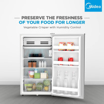 Midea 120L Single Door Refrigerator with Separate Chiller Compartment, 2L Bottle Holder, Adjustable Legs, 5 Year Compressor Warranty, Mini Fridge for Kitchen, Bedroom, Office and Bar, MDRD133FGE