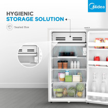 Midea 120L Single Door Refrigerator with Separate Chiller Compartment, 2L Bottle Holder, Adjustable Legs, 5 Year Compressor Warranty, Mini Fridge for Kitchen, Bedroom, Office and Bar, MDRD133FGE