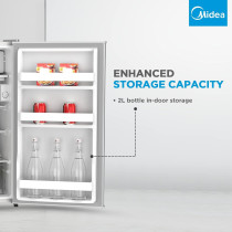 Midea 120L Single Door Refrigerator with Separate Chiller Compartment, 2L Bottle Holder, Adjustable Legs, 5 Year Compressor Warranty, Mini Fridge for Kitchen, Bedroom, Office and Bar, MDRD133FGE