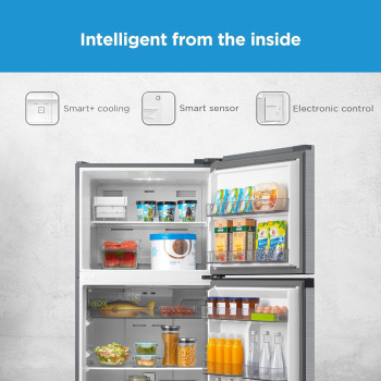 Midea 580L Gross Top Mount Double Door Refrigerator MDRT580MTE46, 2 Doors Frost Free Fridge Freezer with Smart Sensor & Humidity Control, Active-C Fresh, Multi-Air Flow, Electronic Silver, Large