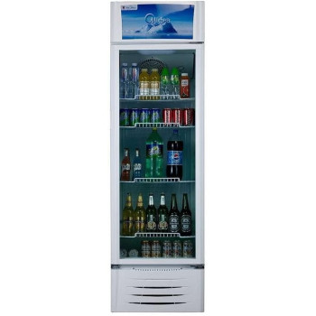 Midea Showcase Chiller Large - 411 Liters Gross Capacity, Upright Beverage Showcase, Energy-saving, low-noise, White Color, 59.5x61.0x200.5 cm, Best for Grocery-Home-Restaurant, HS411S-1 Year Warranty