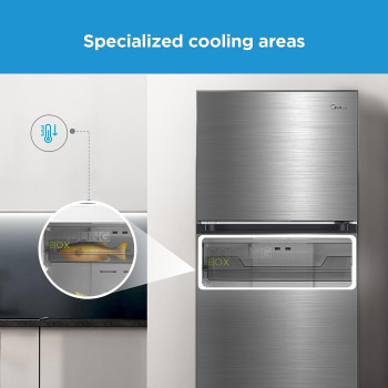 Midea 645L Gross Top Mount Double Door Refrigerator MDRT645MTE46, 2 Doors Frost Free Fridge Freezer with Smart Sensor & Humidity Control, Active-C Fresh, Multi-Air Flow, Electronic Silver