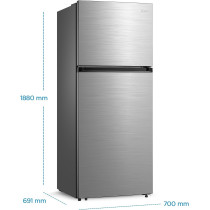 Midea 645L Gross Top Mount Double Door Refrigerator MDRT645MTE46, 2 Doors Frost Free Fridge Freezer with Smart Sensor & Humidity Control, Active-C Fresh, Multi-Air Flow, Electronic Silver