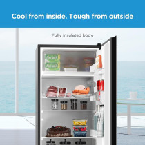 Midea 268 Liters Free Standing Single Door Refrigerator, Semi Auto Defrosting, Tempered Glass, Full Insulation Body, Best Compact Small Fridge for Mini-Bar, Kitchen, Home Or Office, MDRD268FGE28