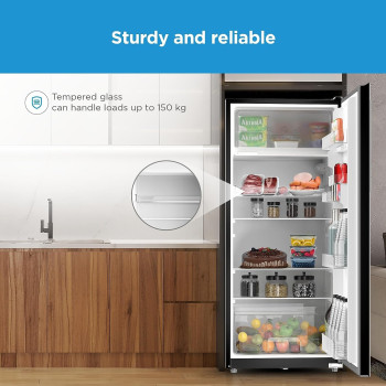 Midea 268 Liters Free Standing Single Door Refrigerator, Semi Auto Defrosting, Tempered Glass, Full Insulation Body, Best Compact Small Fridge for Mini-Bar, Kitchen, Home Or Office, MDRD268FGE28
