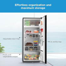 Midea 268 Liters Free Standing Single Door Refrigerator, Semi Auto Defrosting, Tempered Glass, Full Insulation Body, Best Compact Small Fridge for Mini-Bar, Kitchen, Home Or Office, MDRD268FGE28