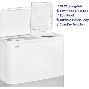 Super General 10 kg Twin-tub Semi-Automatic Washing Machine, White, efficient Top-Load Washer with Low noise gear box, Spin-Dry, SGW-1056-N, 84 x 49 x 92 cm, 1 Year Warranty