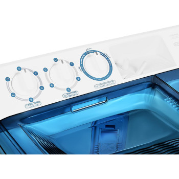 Super General 7 kg Twin-tub Semi-Automatic Washing Machine, White/Blue, efficient Top-Load Washer with Lint Filter, Spin-Dry, SGW-75, 76.1 x 44.8 x 90.5 cm, 1 Year Warranty