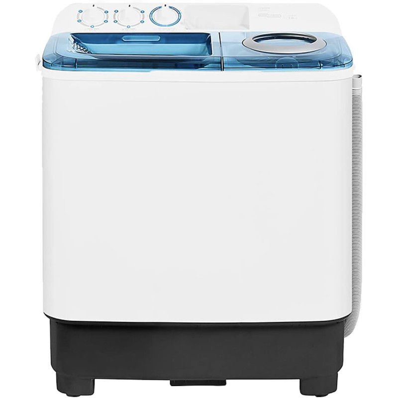 Super General 7 kg Twin-tub Semi-Automatic Washing Machine, White/Blue, efficient Top-Load Washer with Lint Filter, Spin-Dry, SGW-75, 76.1 x 44.8 x 90.5 cm, 1 Year Warranty