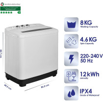 Super General Twin Tub Semi Automatic Washing Machine, White, 8 Kg, SGW80