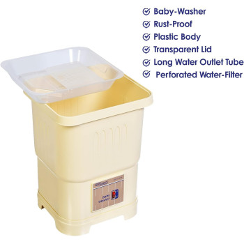 Super General 1 kg top-load Washing Machine, Portable Baby Washer with 20 Liter water capacity, Yellow, SGW-220-LM, 33.5 x 37.5 x 48.7 cm, 1 Year Warranty
