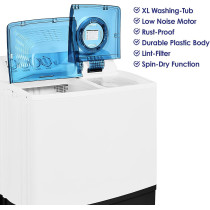 Super General 14 kg Twin-tub Semi-Automatic Washing Machine, White/Blue, efficient Top-Load Washer with Lint Filter, Spin-Dry, SGW-155, 99.5 x 55.5 x 115.5 cm, 1 Year Warranty