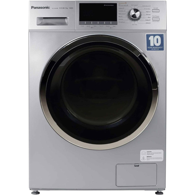 Panasonic Abaya Wash 8KG Wash 6KG Dry Front Load Washing Machine, Washer Dryer Silver - NA-S086M3, 1 Year Warranty