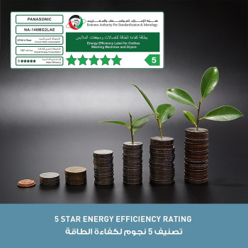 Panasonic 8KG 1400 RPM Front Load Washing Machine, Silver, NA-148MG2, 1 Year Warranty