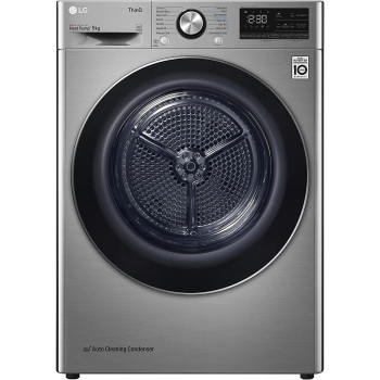 LG 9KG Condensor Dryer, Dual Inverter Dryer, Allergy Care, Silver Color, Eco Hybrid, 10 Years Warranty on Motor - RC90V9EV2W
