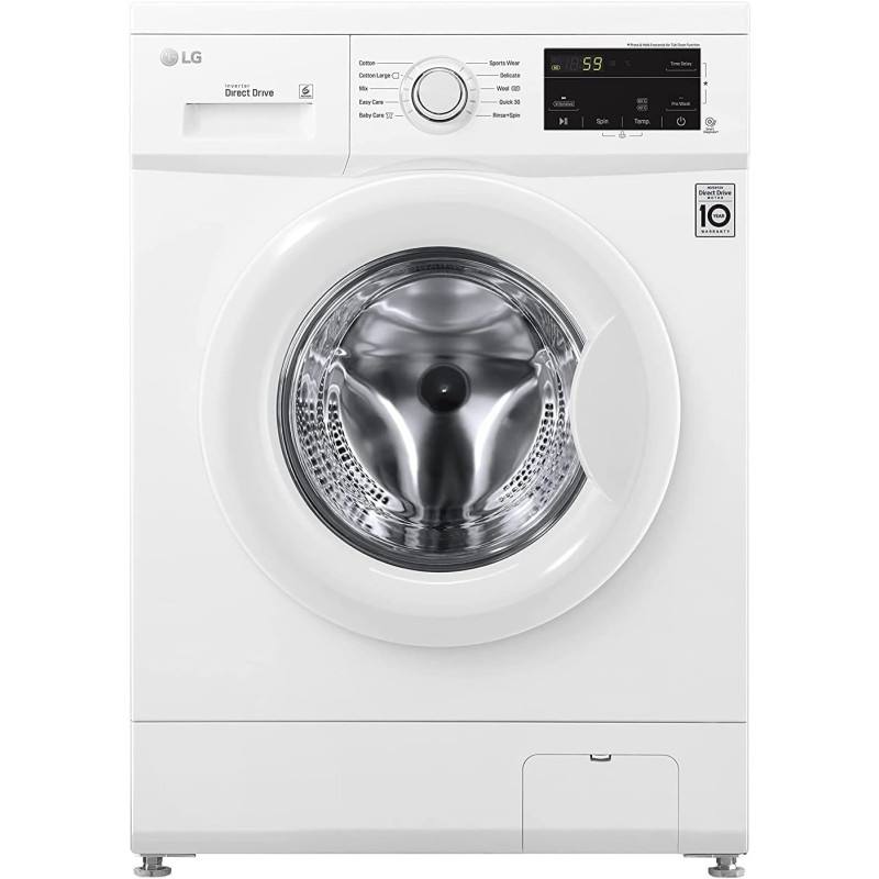 LG 7KG 1000 RPM Direct Drive Motor Front Load Washing Machine, White - FH2J3QDNP0, 1 Year Brand Warranty