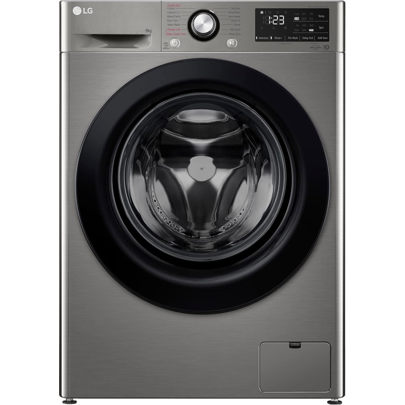 LG 9KG Washer, Bigger Capacity, AI DD, Steam, ThinQ, 1400 RPM, Platinum Silver - F4R3VYL6P