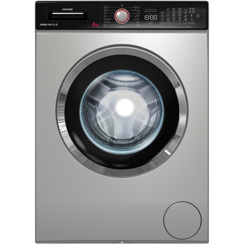 Hoover 6KG Front Load Fully Automatic Washing Machine, 1000 RPM 15 Programs, HWM-V612-S (Silver)
