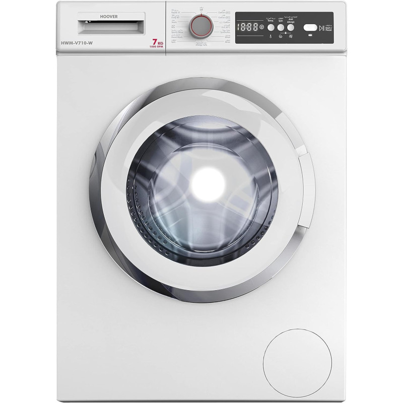 Hoover Washing Machine Front Load Fully Automatic, 7KG 1000 RPM Washer, White, HWM-V710-W, Min 1 year manufacturer warranty