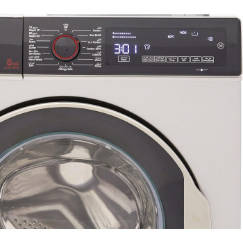 Hoover Washing Machine Front Load Fully Automatic, 8KG 1400 RPM, Pyrojet Technology Washer, Silver, Made In Turkey, HWM-V814-PS, Min 1 year manufacturer warranty