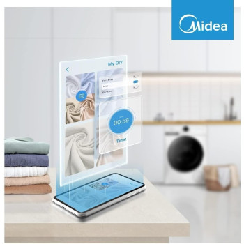 Midea 10KG Front Load Smart Washing Machine with Lunar Dial, 1400 RPM, 14 Programs, Fully Automatic Washer, MF200W100WBW