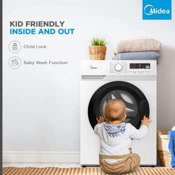 Midea 7KG Front Load Washing Machine, 1400 RPM, 15 Programs, Fully Automatic Washer, 10 Years Motor Warranty, MFN70