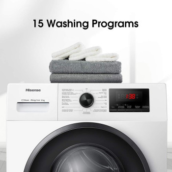 Hisense 8KG Front Load Washing Machine, 1200 RPM, White, 1 Year Warranty - WFPV8012EM