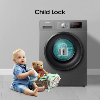 Hisense 8KG Front Loading Washing Machine, 1200 RPM, Silver, 1 Years Full Warranty - WFPV8012EMT