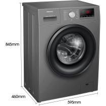 Hisense 7KG Front Loading Washing Machine 1200 RPM, Silver, 1 Years Full Warranty - WFPV7012MT