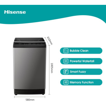 Hisense 13KG Top Load Washing Machine, Titanium Grey, Min 1 Year Manufacturer Warranty - WTJA1302T