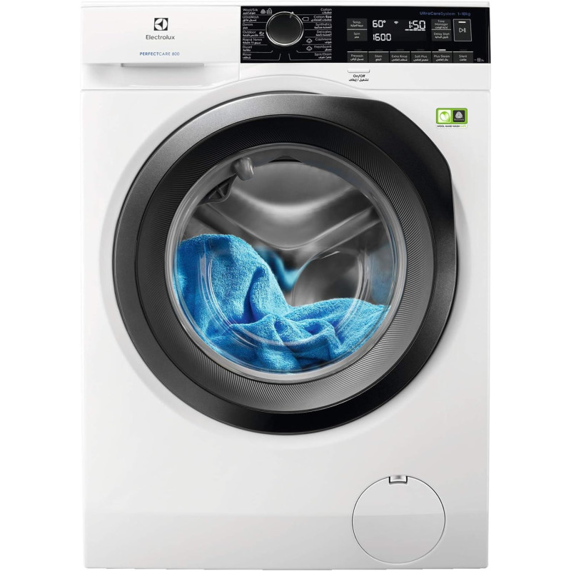 Electrolux Washing Machine 10KG, 1600 RPM, Front Load, Fully Automatic, Invertor Motor, Steam Function, Child Safety Lock, White, EW8F2166MA, Min 1 year manufacturer warranty