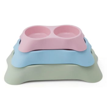 Pets Club Double Dining Bowl - 64 Ml - 23*13*4 Cm Pink