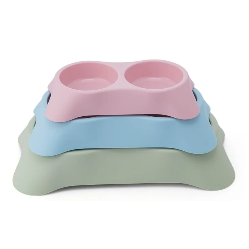 Pets Club Double Dining Bowl - 64 Ml - 23*13*4 Cm Pink