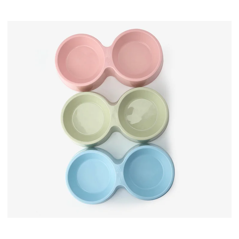 Pets Club Plastic Double Bowl - 88 Ml - 28*14.5*5.5 Cm - Blue
